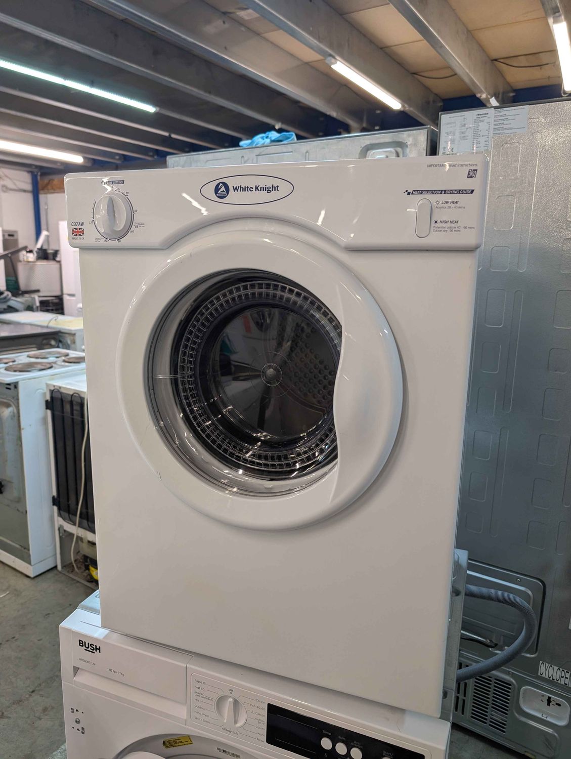 White Knight C37AW 3KG Compact Tumble Dryer White H67cm W49cm D48cm
