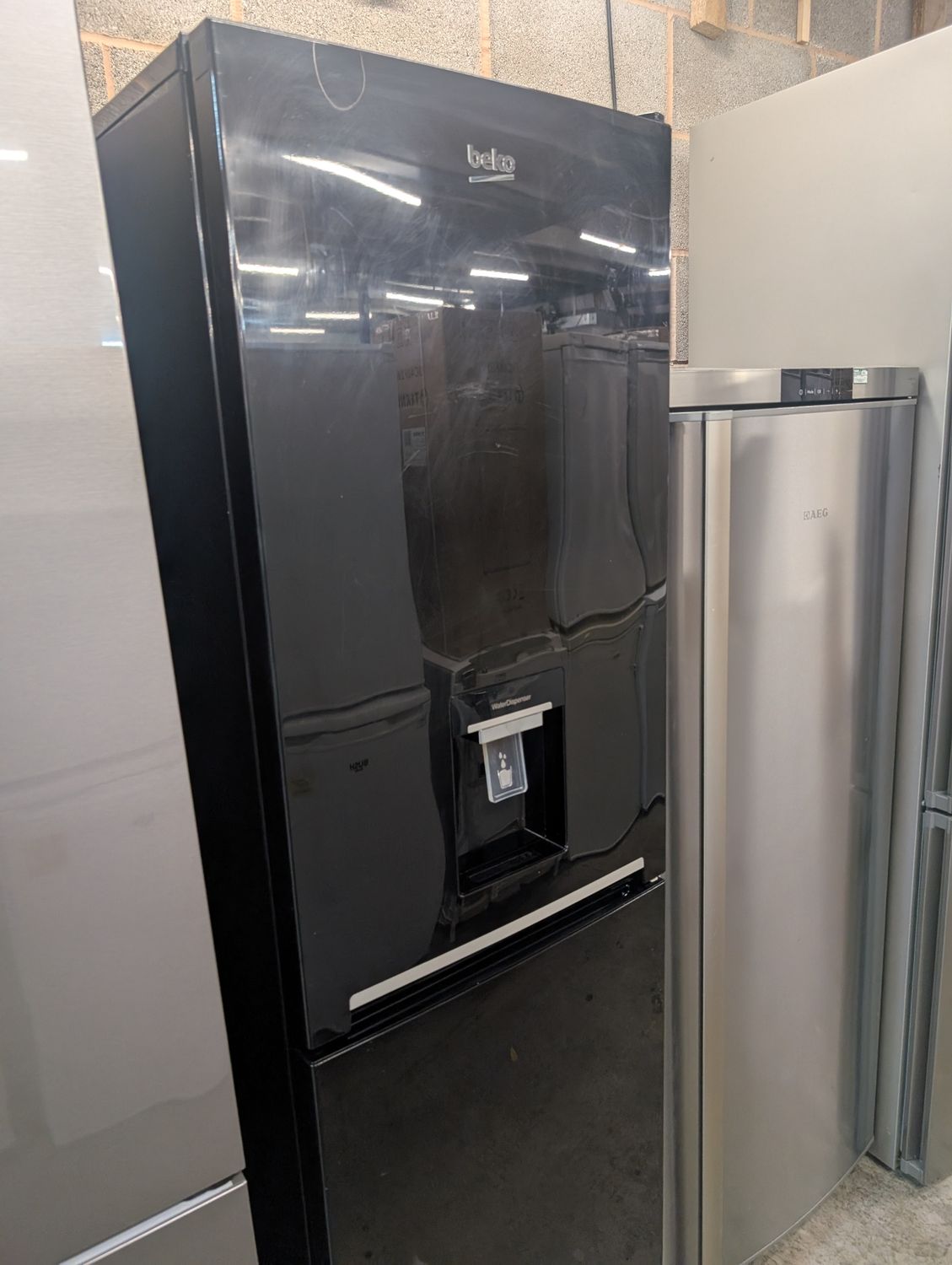 Beko Tall Fridge Freezer Black With Water Dispenser H182 W54 Refurbished