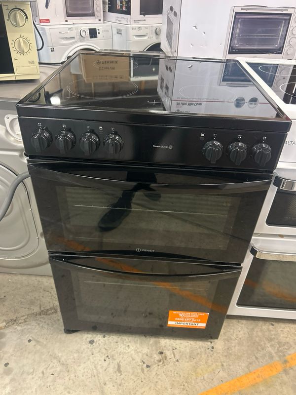 Indesit ID67V9KMB 60cm Electric Cooker Double Oven Black