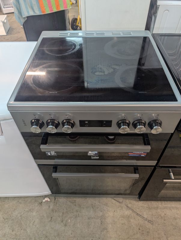 Beko KDC653S 60cm Electric Cooker Double Oven Ceramic Hob Silver