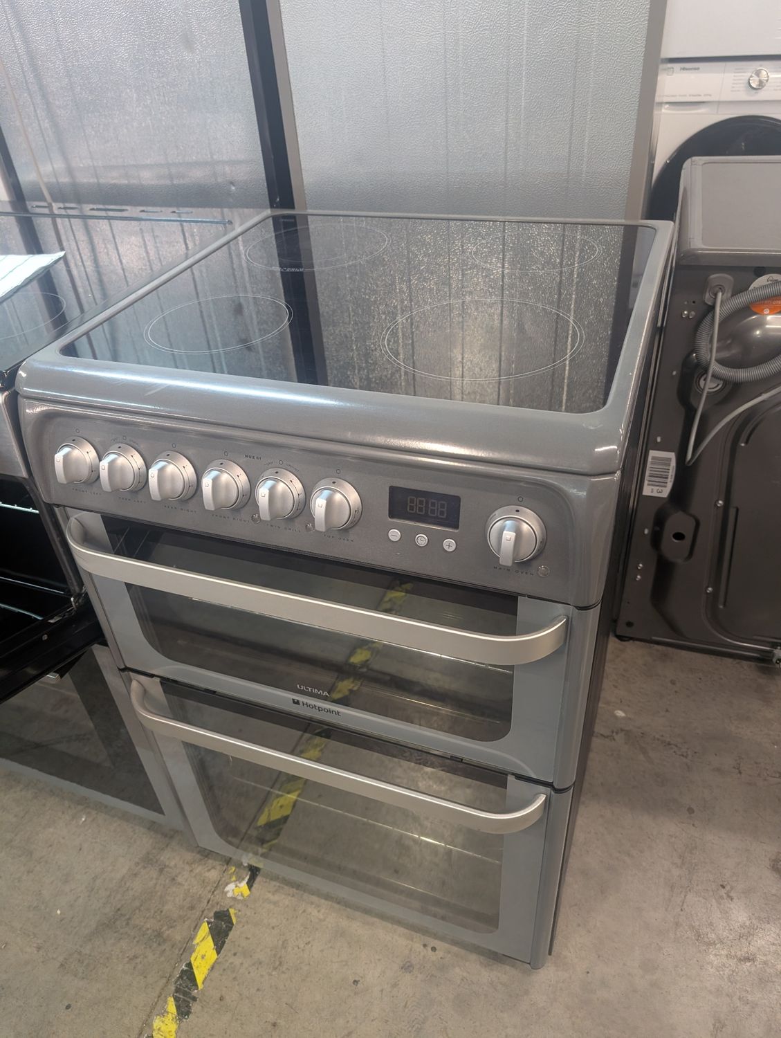 Hotpoint HUE61G 60cm Electric cooker twin Cavity Grey