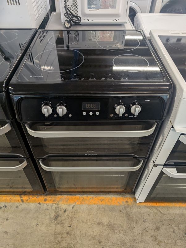 Hotpoint HUI614K 60cm Electric Cooker Double Oven Induction Hob Black