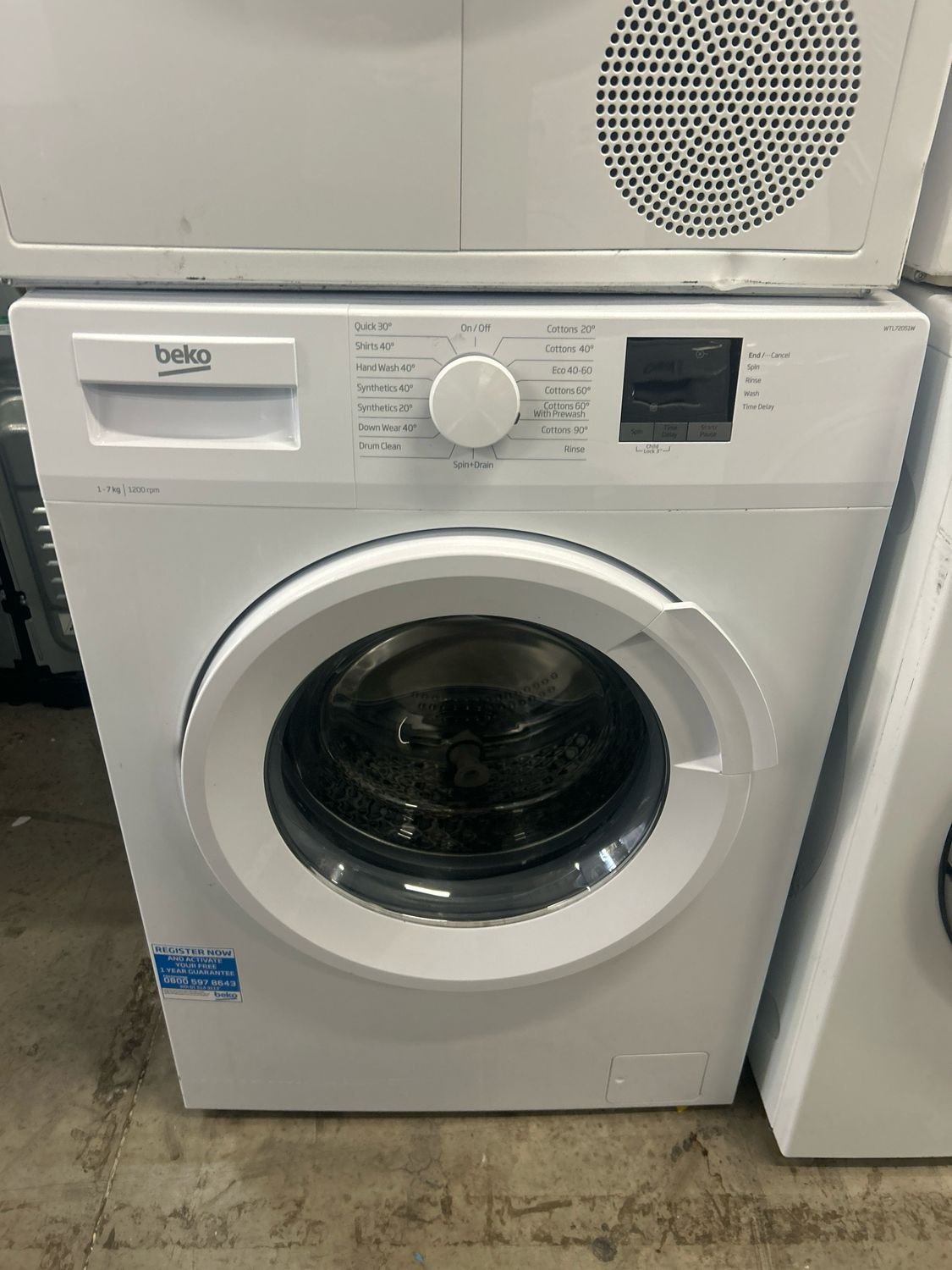 Beko WTL72051W 7kg 1200rpm Washing Machine White Slim Depth