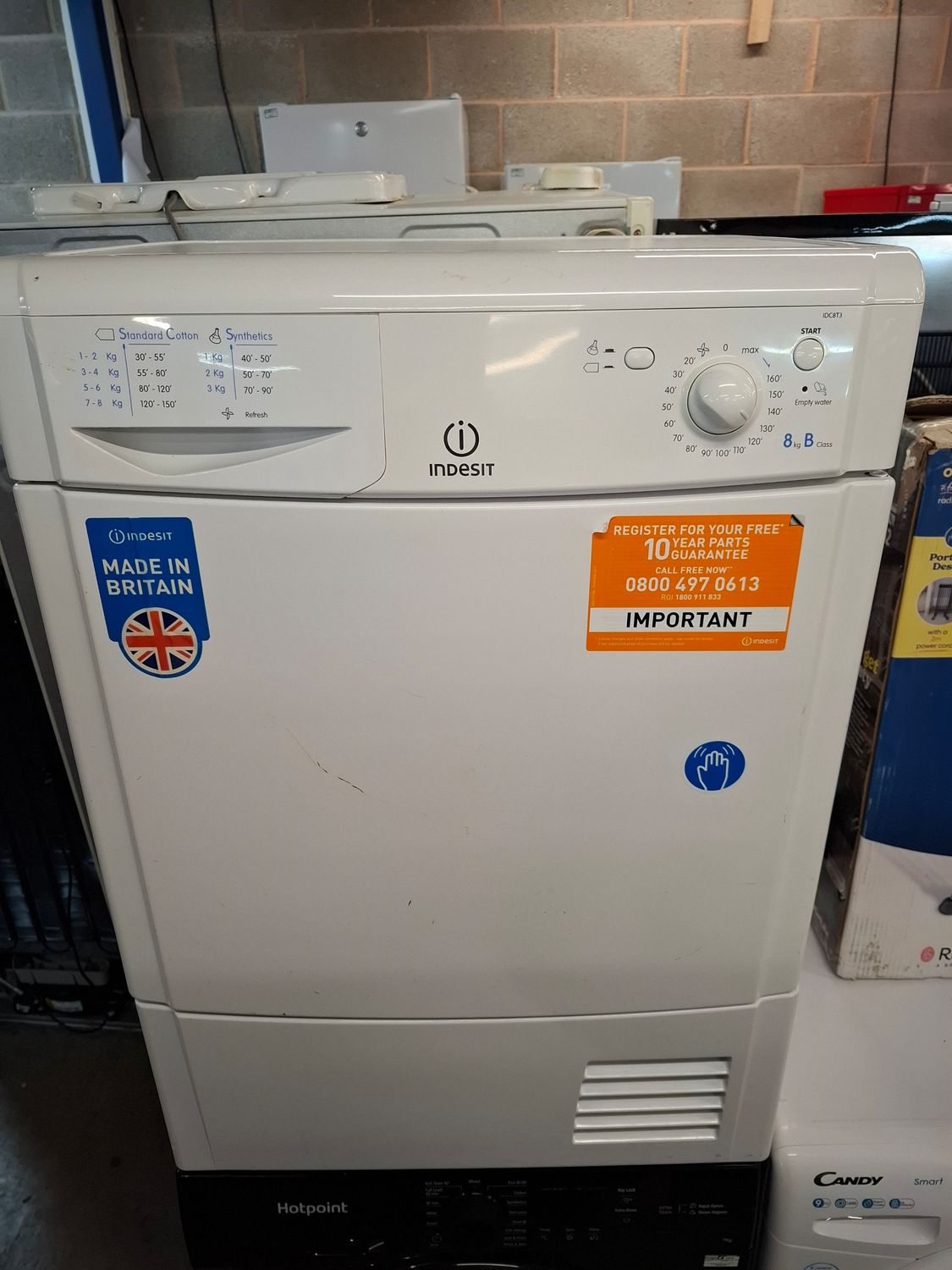 Indesit IDC8T3 8kg Condenser Dryer White Refurbished