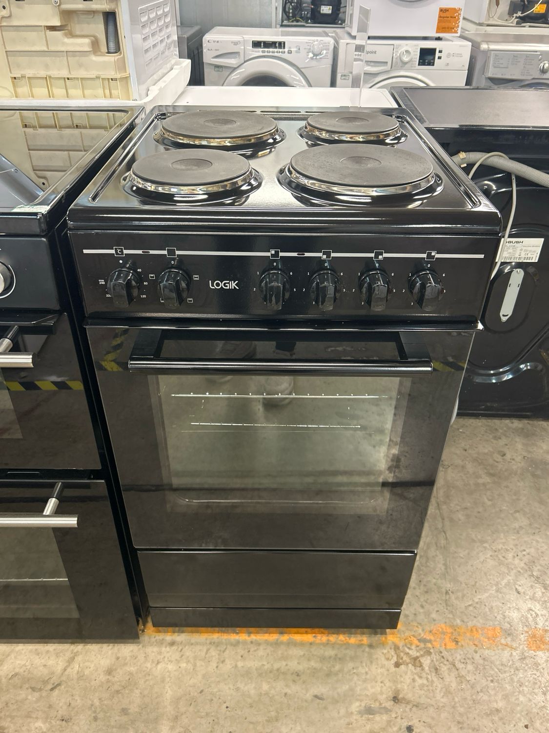 Logik LFS50B25 50cm Electric Cooker Solid Hobs Black