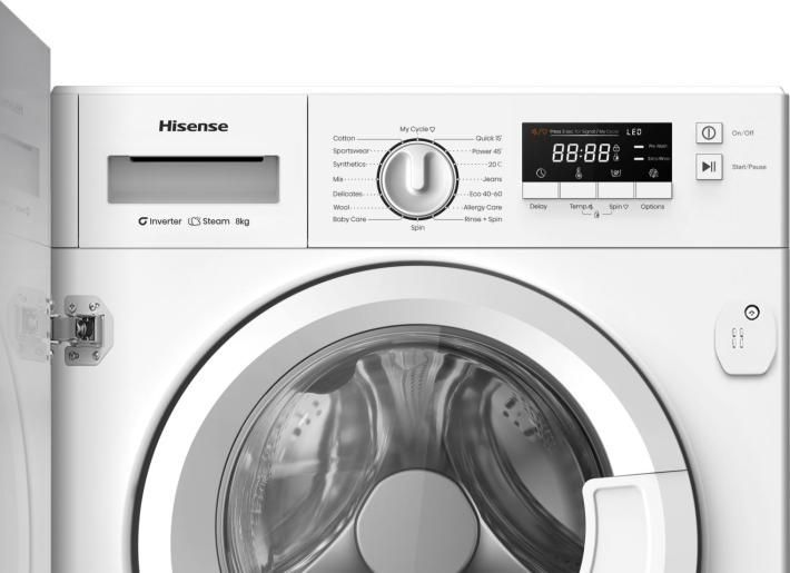 #Hisense WF3M841BWI Integrated Washing Machine 8kg 1400rpm Brand New