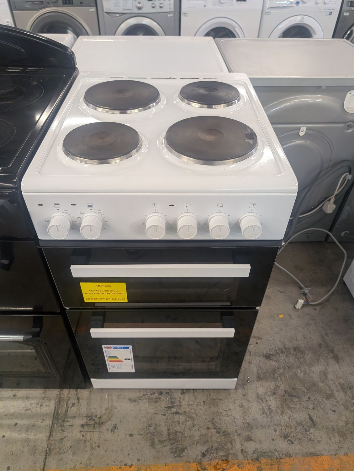 SIA ETS50W 50cm Electric Cooker Solid Hobs Twin Cavity White