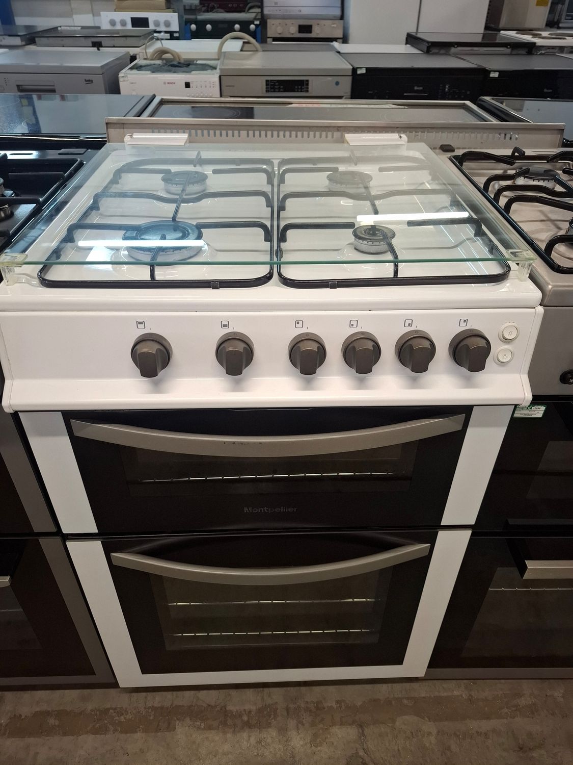 Montpellier MDG600W 60cm Gas Cooker Twin Cavity White 