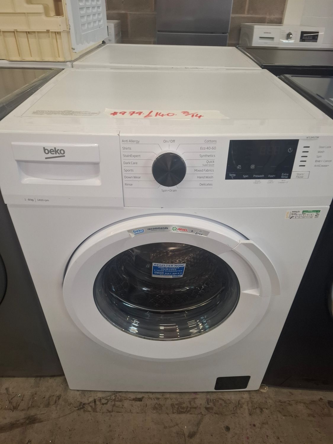 Beko WTL84121W 8kg 1400rpm Washing Machine White