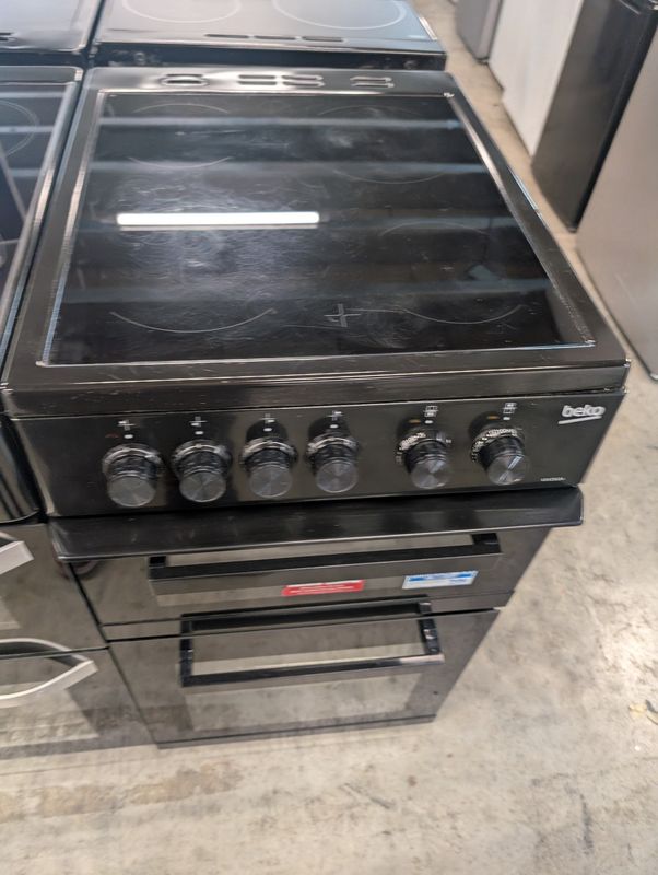 Beko KDVC563AK 50cm Electric Cooker Ceramic Hobs Double Oven Black