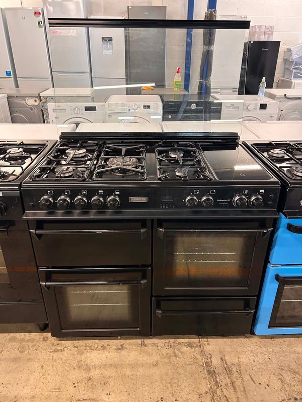 Leisure CM101NR MK11 Cookmaster Gas Range Cooker With Glass Lid Black W100cm D60 H90cm