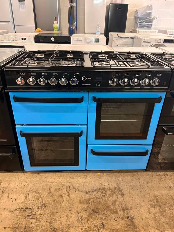 Flavel Finesse FN10FRS Dual Fuel Gas Range Cooker Blue W100cm H90cm D60cm