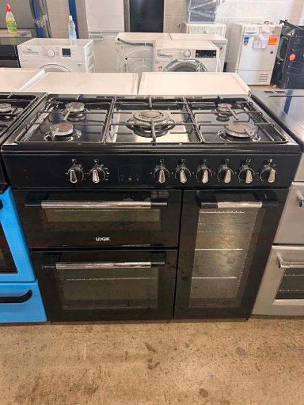 Logik LRC90B21 Dual Fuel Range Cooker Black W90cm H90cm D60cm