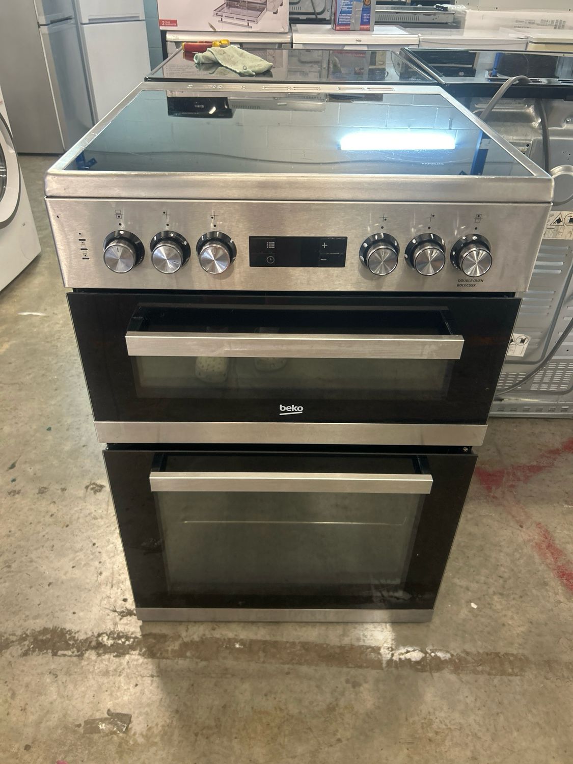 Beko BDC6C55X 60cm Electric Cooker Double Oven Ceramic Hob Silver