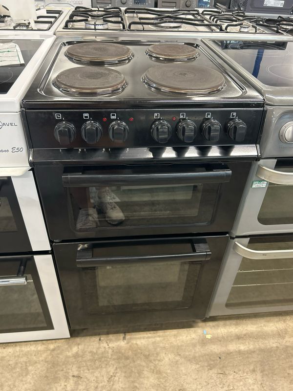 Electra 50cm Electric Cooker Solid Hobs Black