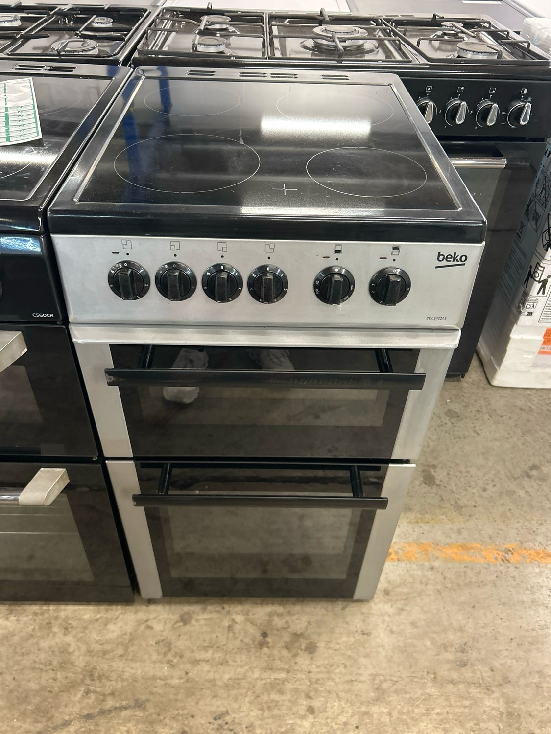 Beko BDC5422AS 50cm Electric Cooker Double Oven Ceramic Hob Silver