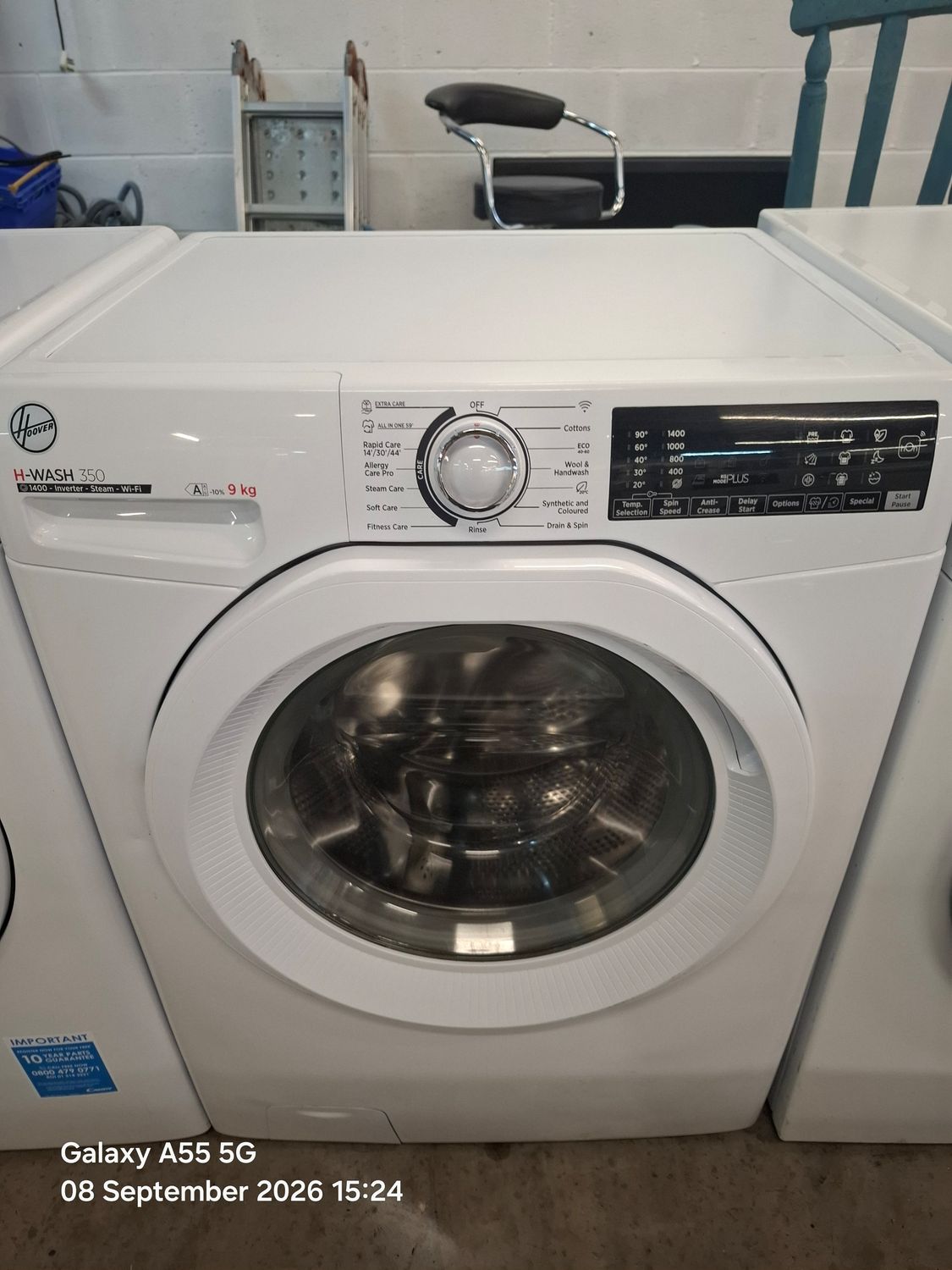 Hoover H3WPS496TAMB 9KG 1400rpm Washing Machine White