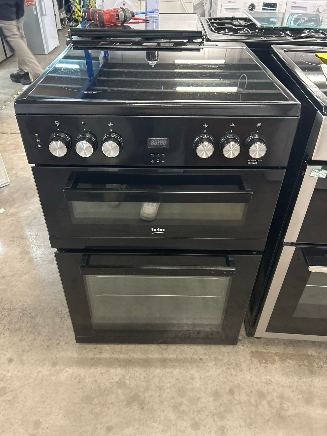 Beko EDC633K 60cm Electric Cooker Double Oven Ceramic Hob Black