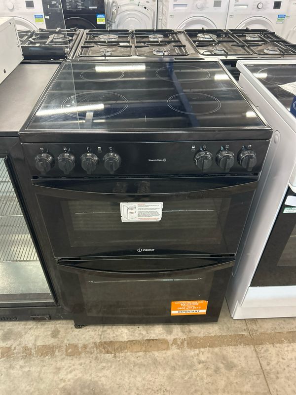 Indesit ID67V9KMB 60cm Electric Cooker Double Oven Black
