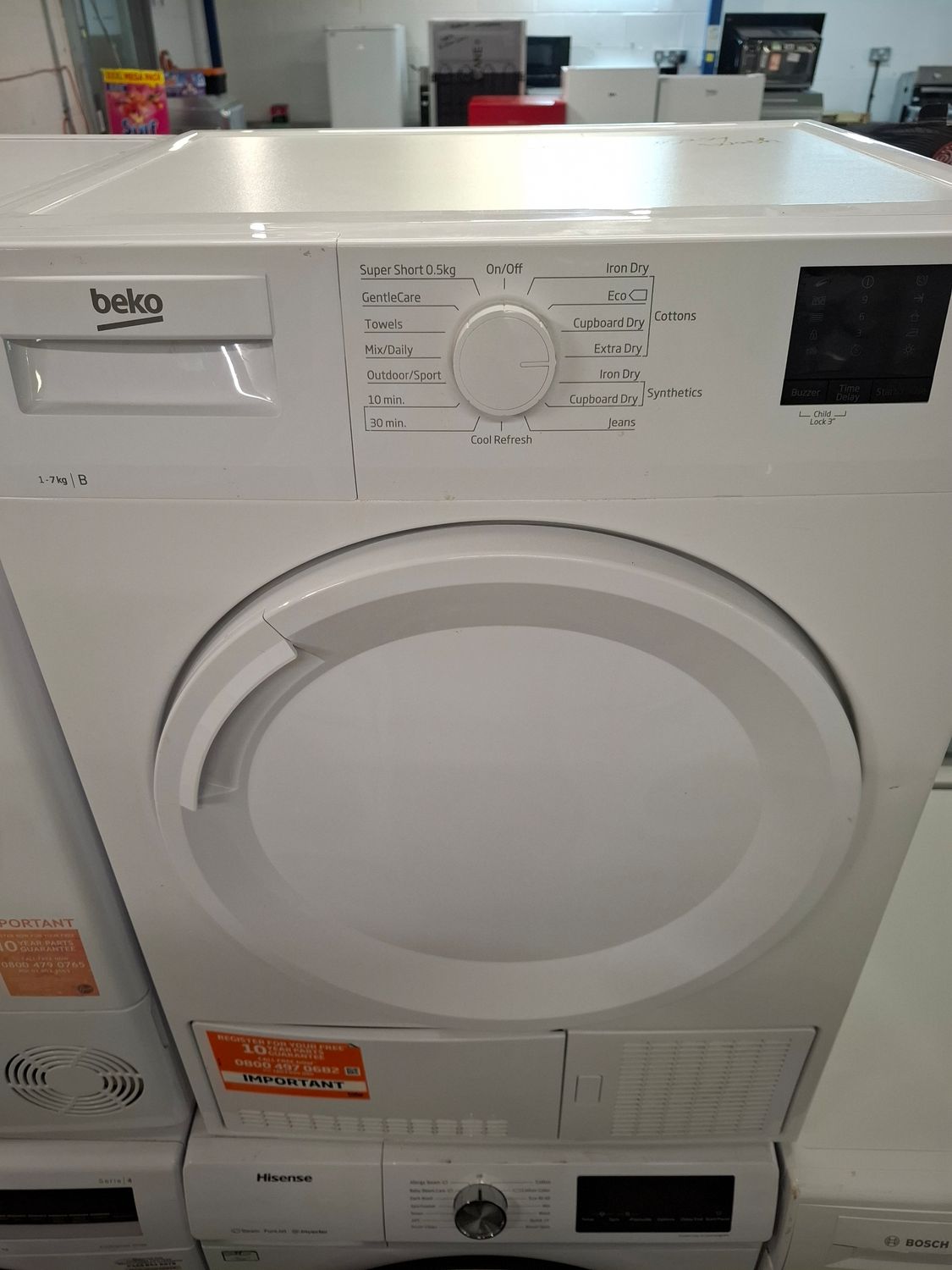 Beko DTKCE80021W 7Kg Condenser Dryer White