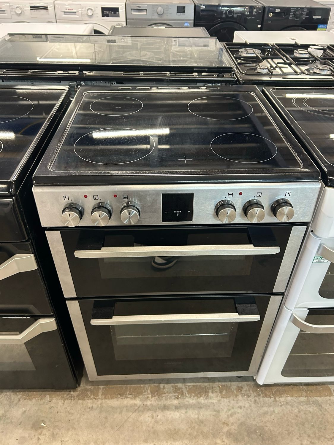 Kenwood 60cm Electric Cooker Double Oven Ceramic Hob Silver