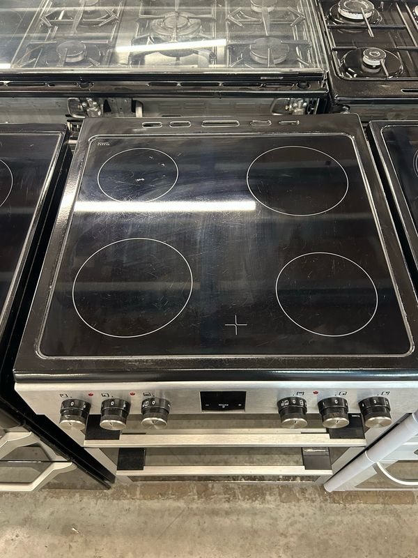 Kenwood 60cm Electric Cooker Double Oven Ceramic Hob Silver