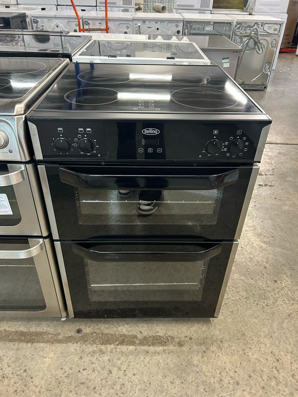Belling 60cm Electric Cooker Double Oven Ceramic Hob Black