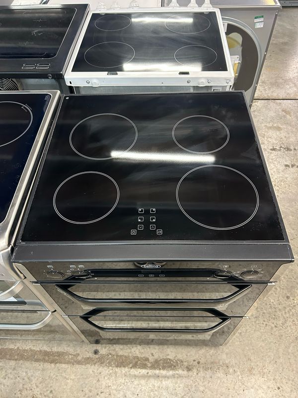 Belling 60cm Electric Cooker Double Oven Ceramic Hob Black