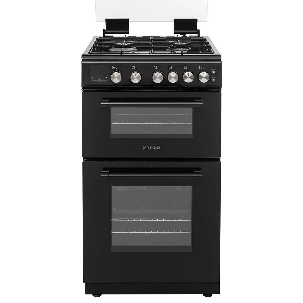 #Teknix TKGD50B Double Oven Gas Cooker 50cm Black