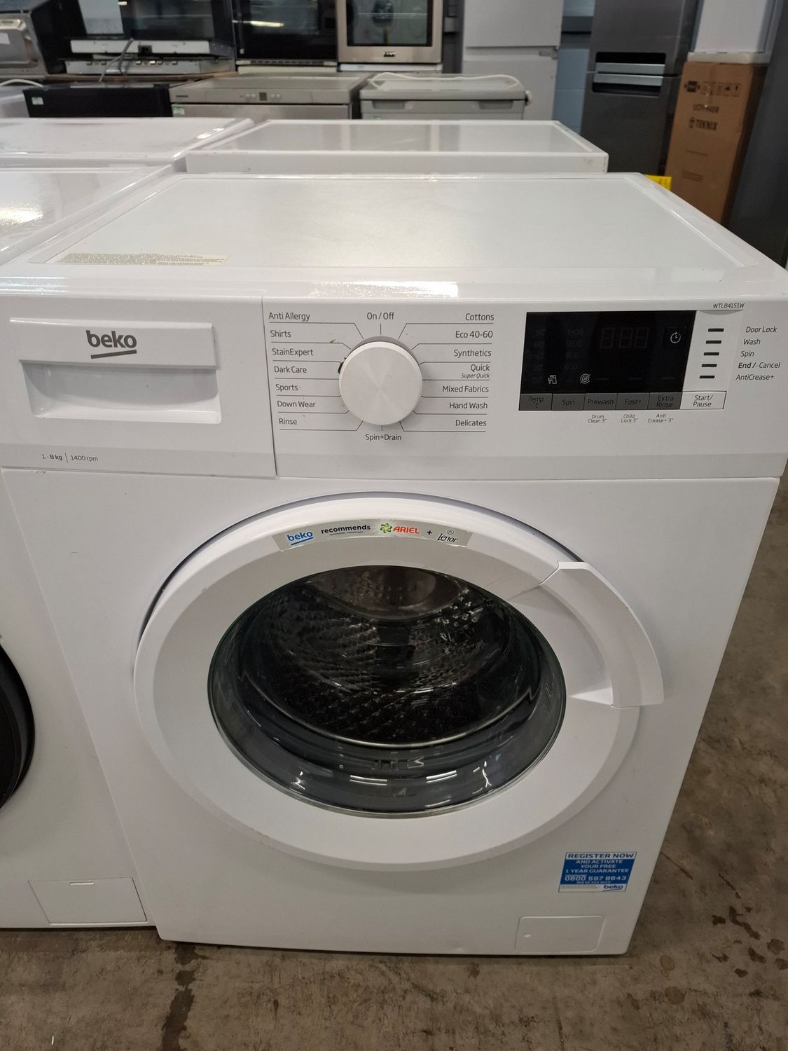 Beko WTL84151W 8kg 1400rpm Washing Machine White