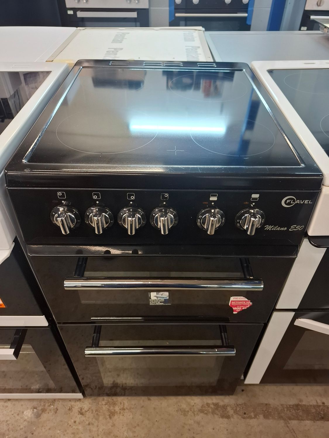 Flavel MLB7CDK 50cm Electric Cooker Fan Oven Ceramic Hob Black