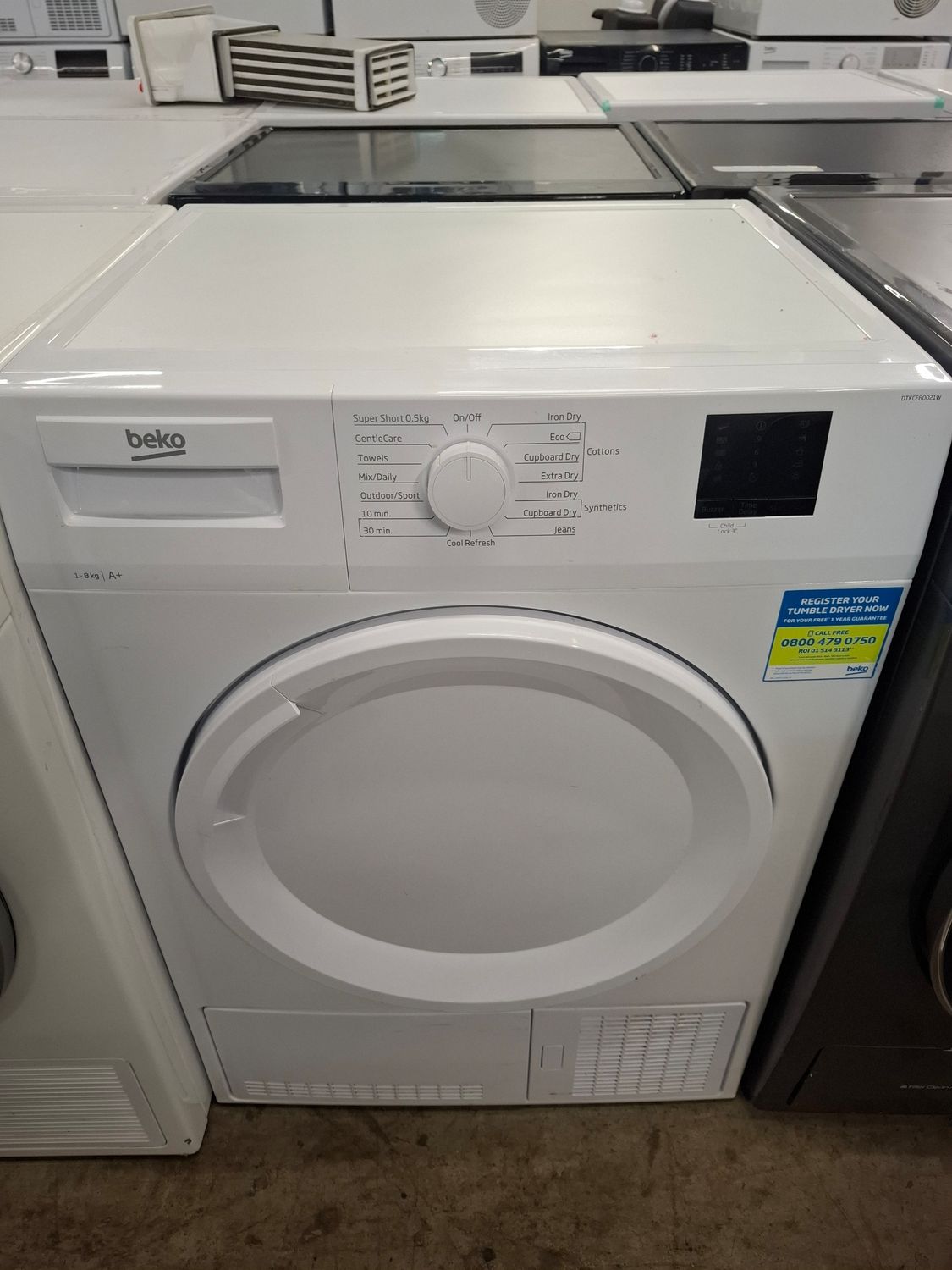 Beko DTKCE80021W 8Kg Condenser Dryer White