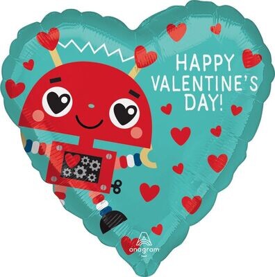 18" Happy Valentines Day Robot