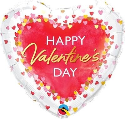 18"Happy Valentine's Day Watercolor Hearts
