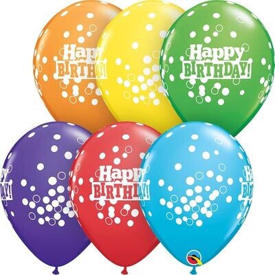 11" Birthday Confetti Dots Bright Rainbow