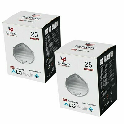 50 ALG Patriot Surgical N95 Respirators Regular Size (2 Boxes of 25) 50 ALG Patriot Surgical N95 Respirators Regular Size (2 Boxes of 25)