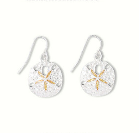 Earrings-Sand Dollars w Gold Starfish 