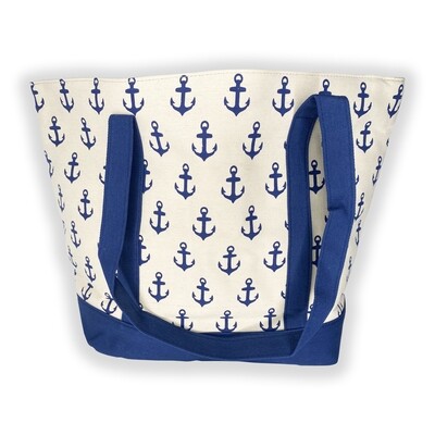 Anchor All Over Blue Handle Tote