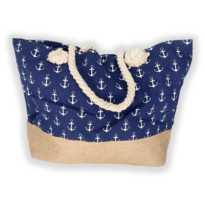Anchors and Jute Bottom Tote