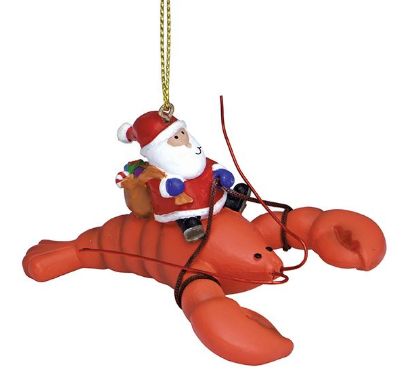 Santa Riding Lobster Ornament