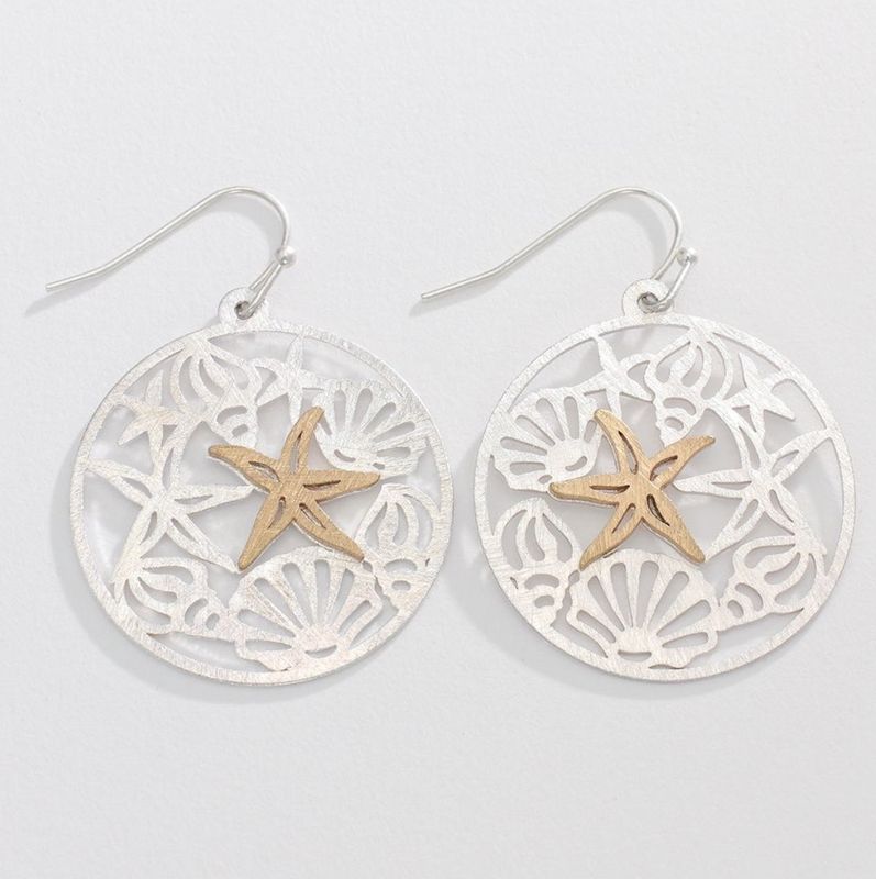 Earrings-Two Tone Star &amp; Shell cutout