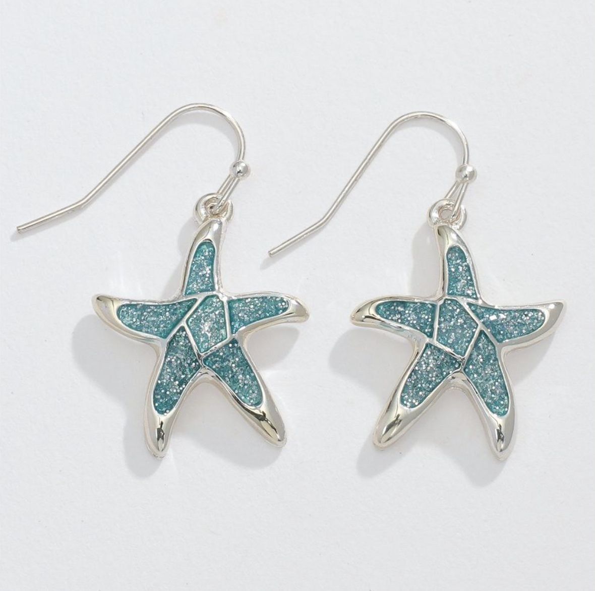Earrings-Aqua Glitter Starfish3