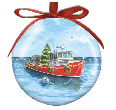 Ball Ornament, Design: Lobster Boat