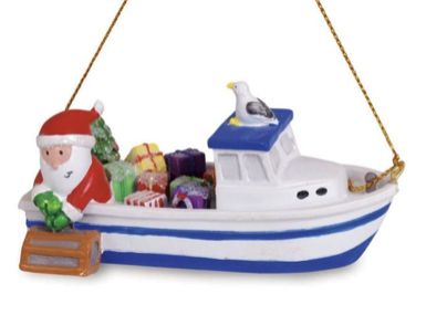 Santa Hauling Lobster Trap Ornament