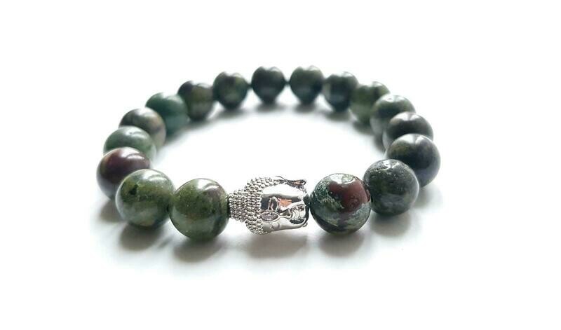 Dragon bloodstone bracelet with Buddha charm.