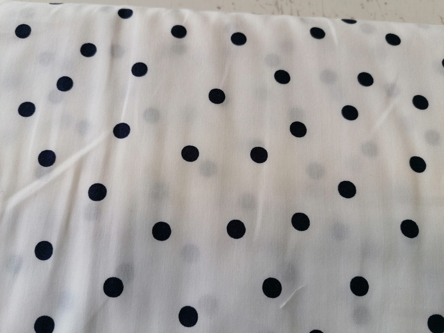 Cotton Poplin - white with black polka dots.