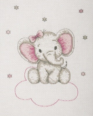 Counted Cross Stitch Kit: Girl Elephant