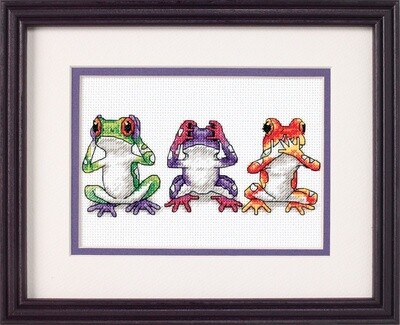 Mini Counted Cross Stitch: Treefrog Trio