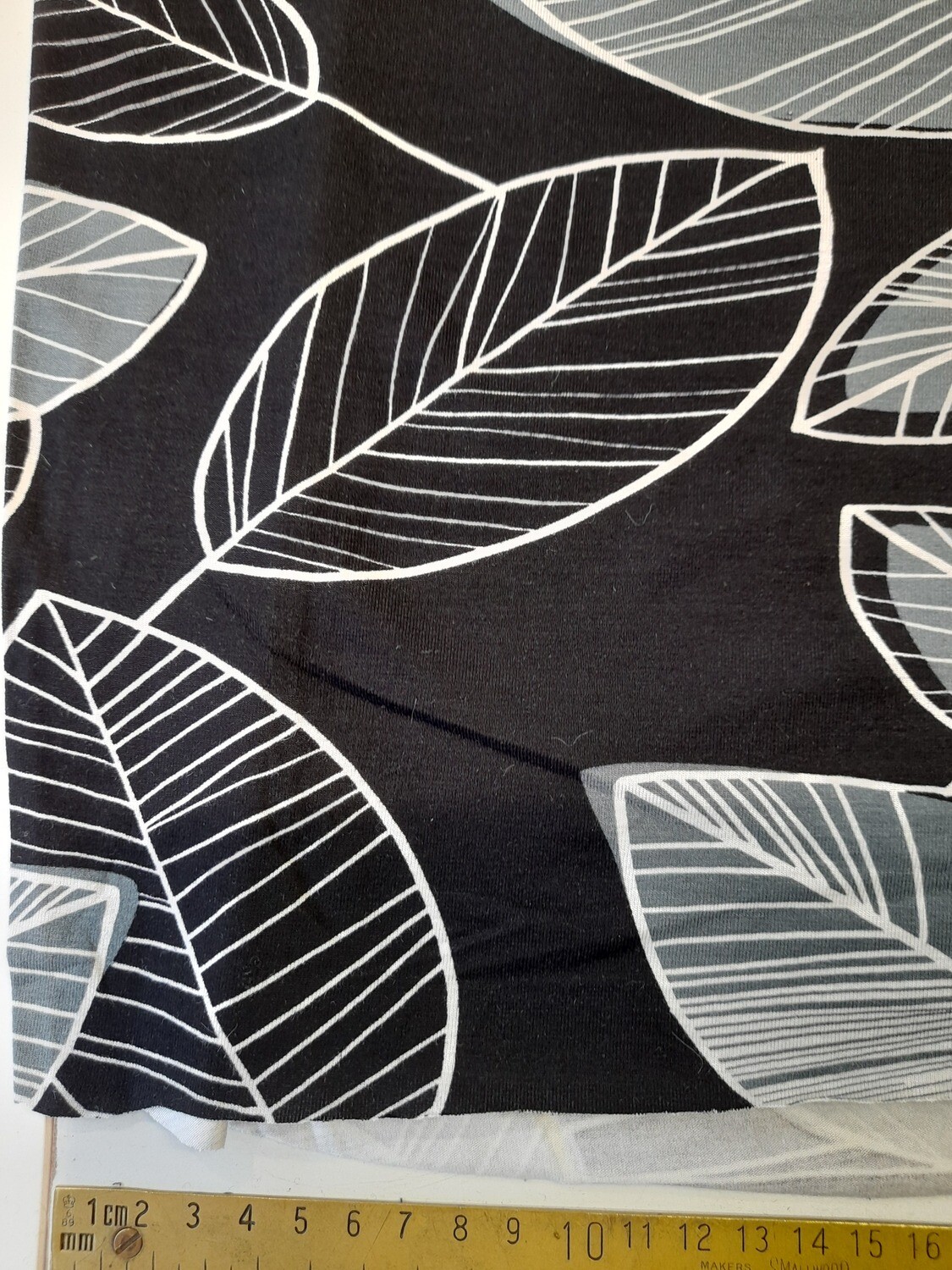 Viscose Jersey Black with Leaves