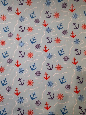 Poly Cotton: Anchors and Wheels: 112cm